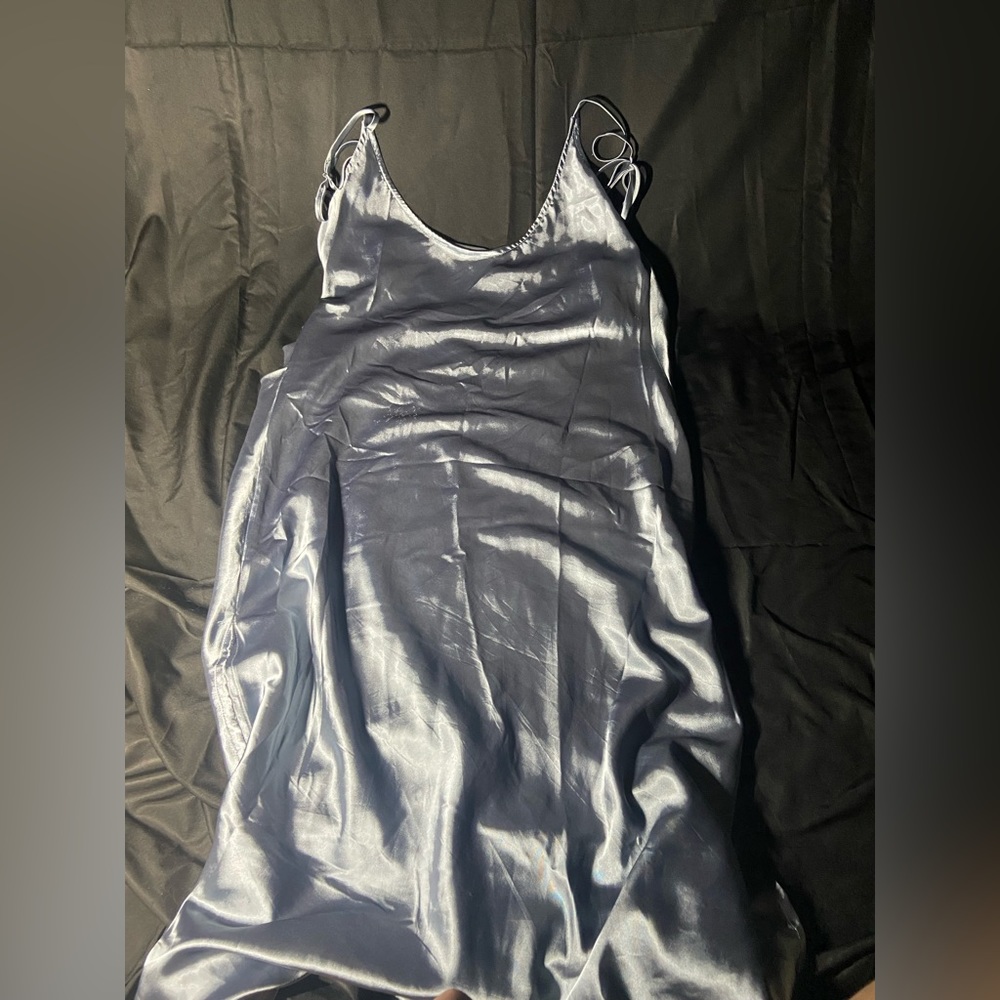 Gray Silk Midi Dress